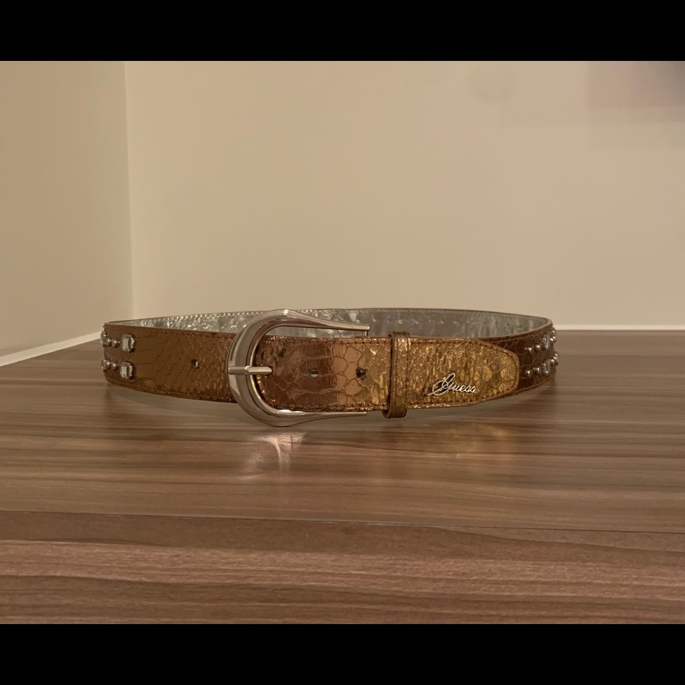 Guess size L bronze belt with studs and gems
